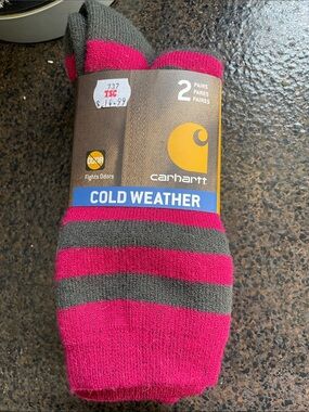 Carhartt Women’s Cold Weather Crew Socks - Pink & Gray (2 Pairs)
